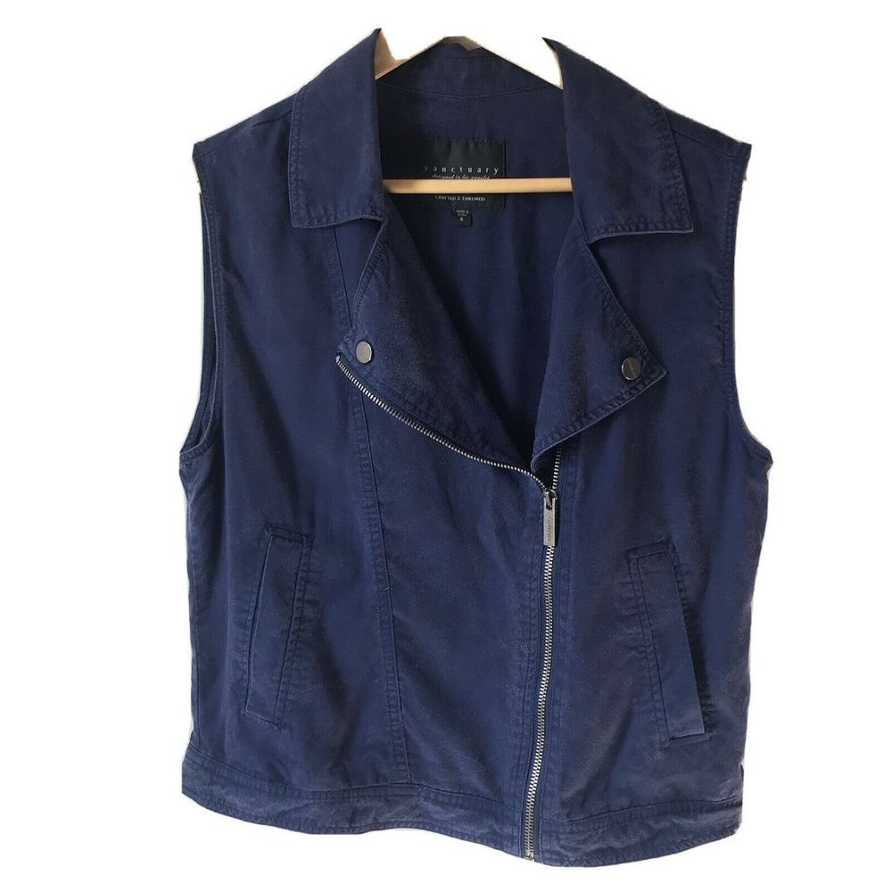 Sanctuary Los‎ Angeles navy zip vest utility pockets Lyocell  women size s